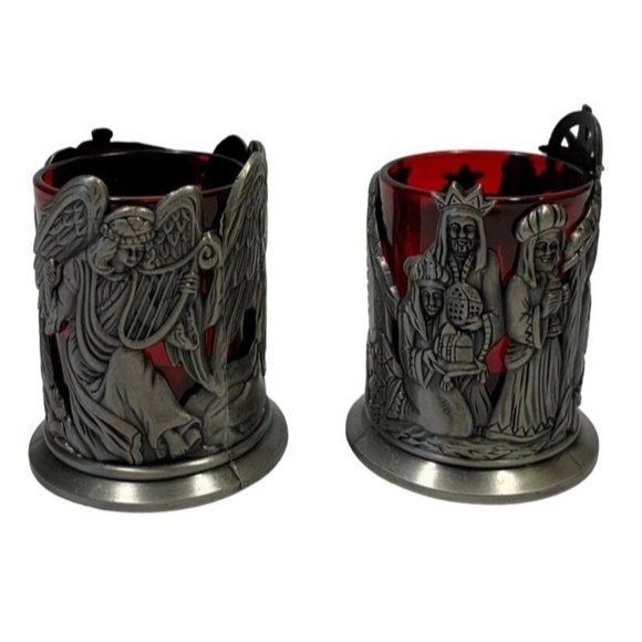 Nativity Angels Votive Candle Holders Macys Home for the Holidays 1997 Set Of 2 - Picture 3 of 9